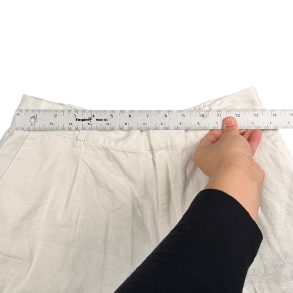 Love Tree Women Linen Blend Pleated High Waist Shorts  White Cream Large L 580 - Picture 3 of 8